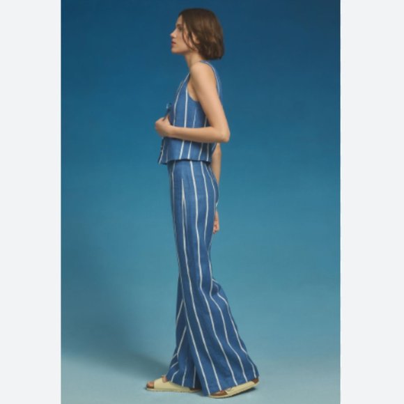 Brand New Faithfull La Plage De Mau Striped Wide-Leg Pants - Picture 15 of 16